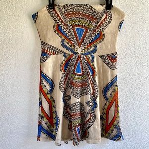 Strapless tribal print on lace dress